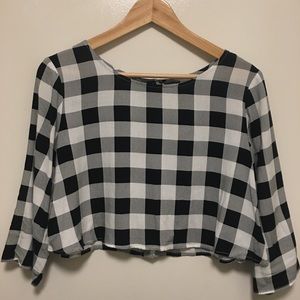 black & white checkered crop top
